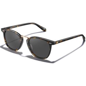 imageCARFIA Small Face Acetate Polarized Sunglasses for Women UV Protection Retro Trendy Eyewear Metal Bridge Brow Ladies Sunnies21 Yellow Tortoise Frame Grey Lens