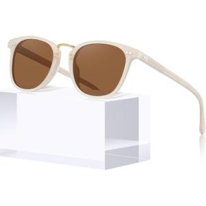 imageCARFIA Small Face Acetate Polarized Sunglasses for Women UV Protection Retro Trendy Eyewear Metal Bridge Brow Ladies Sunnies3 Light Pink Frame Brown Lens