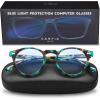 imageCARFIA Acetate Frame Round Blue Light Blocking Glasses for Women Anti Eye Eyestrain Computer Gaming GlassesGrey Tortoise Frame