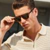 imageCARFIA Acetate Polarized Mens Sunglasses  Pilot Design UV Protection CA53551 Striped Frame Green Lens
