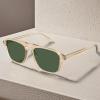 imageCARFIA Acetate Polarized Mens Sunglasses  Pilot Design UV Protection CA53553 Transparent Light Brown Frame Green Lens
