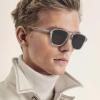 imageCARFIA Acetate Polarized Mens Sunglasses  Pilot Design UV Protection CA53555 Transparent Grey Frame Grey Lens