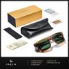 imageCARFIA Acetate Sunglasses for Men Polarized UV400 Protection Modern Flat Large Wrap Square Driving Glasses2 Brown Stripe Green Lens