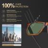 imageCARFIA Acetate Sunglasses for Men Polarized UV400 Protection Modern Flat Large Wrap Square Driving Glasses2 Brown Stripe Green Lens