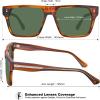 imageCARFIA Acetate Sunglasses for Men Polarized UV400 Protection Modern Flat Large Wrap Square Driving Glasses2 Brown Stripe Green Lens