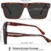 imageCARFIA Acetate Sunglasses for Men Polarized UV400 Protection Modern Flat Large Wrap Square Driving Glasses3 Brown Tortoise Grey Lens
