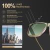 imageCARFIA Acetate Sunglasses for Men Polarized UV400 Protection Modern Flat Large Wrap Square Driving Glasses4 Green Frame Green Lens