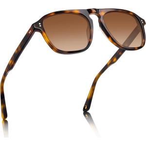 imageCARFIA Acetate Polarized Mens Sunglasses  Pilot Design UV Protection CA53554 Tortoise Frame Brown Gradient Lens