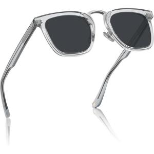 imageCARFIA Acetate Sunglasses for Men Polarized UV400 Protection CA51071 Clear Frame Grey Lens