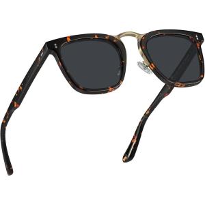imageCARFIA Acetate Sunglasses for Men Polarized UV400 Protection CA51072 Tortoise Frame Grey Lens
