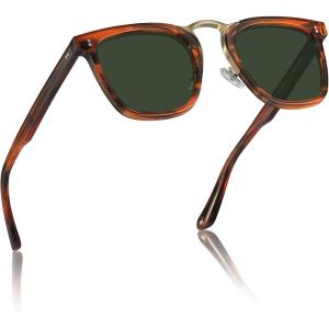 imageCARFIA Acetate Sunglasses for Men Polarized UV400 Protection CA51073 Striped Frame Green Lens