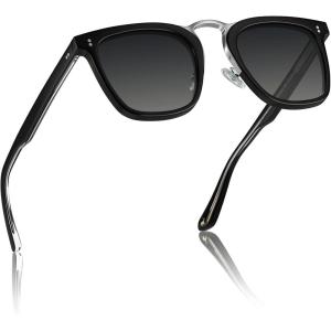 imageCARFIA Acetate Sunglasses for Men Polarized UV400 Protection CA51074 Black Frame Grey Lens