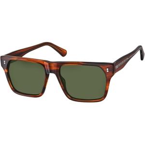 imageCARFIA Acetate Sunglasses for Men Polarized UV400 Protection Modern Flat Large Wrap Square Driving Glasses2 Brown Stripe Green Lens