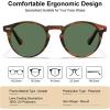 imageCARFIA Acetate Polarized Sunglasses for Men Retro Classic Round Shades2 Brown Striped Frame Green Lens