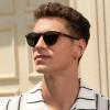 imageCARFIA Acetate Polarized Sunglasses for Men Retro Classic Round Shades2 Brown Striped Frame Green Lens
