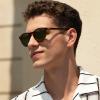 imageCARFIA Acetate Polarized Sunglasses for Men Retro Classic Round Shades2 Brown Striped Frame Green Lens
