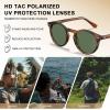 imageCARFIA Acetate Polarized Sunglasses for Men Retro Classic Round Shades2 Brown Striped Frame Green Lens