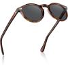 imageCARFIA Acetate Polarized Sunglasses for Men Retro Classic Round Shades2 Coffee Tortoise Frame Grey Lens