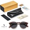 imageCARFIA Acetate Polarized Sunglasses for Men Retro Classic Round Shades2 Coffee Tortoise Frame Grey Lens