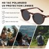 imageCARFIA Acetate Polarized Sunglasses for Men Retro Classic Round Shades2 Coffee Tortoise Frame Grey Lens
