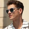 imageCARFIA Acetate Polarized Sunglasses for Men Retro Classic Round Shades3 Transparent Grey Frame Grey Lens