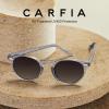 imageCARFIA Acetate Polarized Sunglasses for Men Retro Classic Round Shades3 Transparent Grey Frame Grey Lens