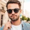 imageCARFIA Acetate Polarized Sunglasses for Men Retro Classic Round Shades31 Tortoise Frame Grey Polarized Lens