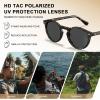 imageCARFIA Acetate Polarized Sunglasses for Men Retro Classic Round Shades31 Tortoise Frame Grey Polarized Lens