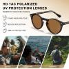 imageCARFIA Acetate Polarized Sunglasses for Men Retro Classic Round Shades32 Tortoise Frame Brown Polarized Lens
