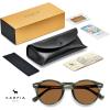 imageCARFIA Acetate Polarized Sunglasses for Men Retro Classic Round Shades5 Green Striped Frame Brown Lens