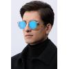 imageCARFIA Acetate Polarized Sunglasses for Men Retro Classic Round Shades6 Clear Frame Ice Blue Mirror