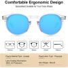 imageCARFIA Acetate Polarized Sunglasses for Men Retro Classic Round Shades6 Clear Frame Ice Blue Mirror