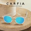 imageCARFIA Acetate Polarized Sunglasses for Men Retro Classic Round Shades6 Clear Frame Ice Blue Mirror