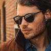 imageCARFIA Acetate Vintage Round Polarized Sunglasses for Men UV400 Lenses Handcrafted Frame1 Grey Lens