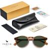 imageCARFIA Acetate Vintage Round Polarized Sunglasses for Men UV400 Lenses Handcrafted Frame3 Striped Brown Frame Green Lenses