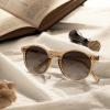 imageCARFIA Acetate Vintage Round Polarized Sunglasses for Men UV400 Lenses Handcrafted Frame4 Clear Brown Frame Brown Gradient Lens