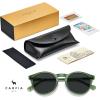 imageCARFIA Acetate Vintage Round Polarized Sunglasses for Men UV400 Lenses Handcrafted Frame5 Transparent Green Frame Gray Lens