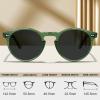 imageCARFIA Acetate Vintage Round Polarized Sunglasses for Men UV400 Lenses Handcrafted Frame5 Transparent Green Frame Gray Lens