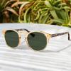 imageCARFIA Acetate Vintage Round Polarized Sunglasses for Men UV400 Lenses Handcrafted Frame7 Green Lenses