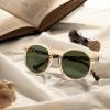 imageCARFIA Acetate Vintage Round Polarized Sunglasses for Men UV400 Lenses Handcrafted Frame7 Green Lenses