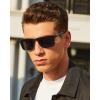 imageCARFIA Metal Mens Sunglasses Polarized  UV400 Protection Cool Shades with Grid Pattern ampamp Leather Case CA5223B Matte Black  Silver Frame  Grey Lens