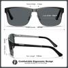 imageCARFIA Metal Mens Sunglasses Polarized  UV400 Protection Cool Shades with Grid Pattern ampamp Leather Case CA5223B Matte Black  Silver Frame  Grey Lens