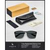 imageCARFIA Metal Mens Sunglasses Polarized  UV400 Protection Cool Shades with Grid Pattern ampamp Leather Case CA5223B Matte Black  Silver Frame  Grey Lens