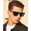 imageCARFIA Metal Mens Sunglasses Polarized  UV400 Protection Cool Shades with Grid Pattern ampamp Leather Case CA5223B Matte Black  Silver Frame  Grey Lens