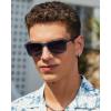 imageCARFIA Metal Mens Sunglasses Polarized  UV400 Protection Cool Shades with Grid Pattern ampamp Leather Case CA5223D Matte Blue Frame  Blue Gradient Lens