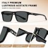 imageCARFIA Retro Acetate Mens Sunglasses Polarized Classic Square Sun Glasses CA621621 Black Frame Grey Lens