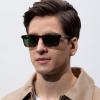 imageCARFIA Retro Acetate Mens Sunglasses Polarized Classic Square Sun Glasses CA621623 Brown Striped Frame Green Lens