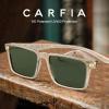 imageCARFIA Retro Acetate Mens Sunglasses Polarized Classic Square Sun Glasses CA62162Clear Tea Frame Green Lens