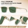 imageCARFIA Retro Acetate Mens Sunglasses Polarized Classic Square Sun Glasses CA62162Clear Tea Frame Green Lens