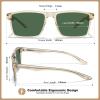 imageCARFIA Retro Acetate Mens Sunglasses Polarized Classic Square Sun Glasses CA62162Clear Tea Frame Green Lens